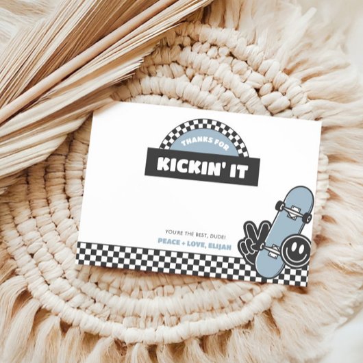 Jongens geruite skateboard groovy rad verjaardag bedankkaart