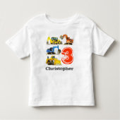 Jongens Giant Construction Diggers 3e verjaardag Kinder Shirts (Voorkant)