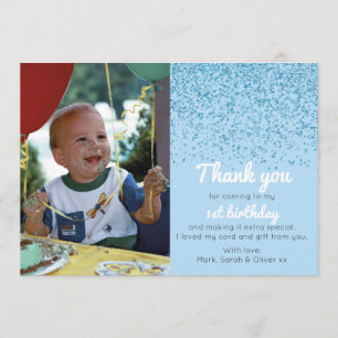 Jongens glitter verjaardag dank je creditcard bedankkaart