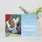 Jongens glitter verjaardag dank je creditcard bedankkaart (Staand voorkant)