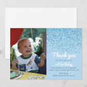 Jongens glitter verjaardag dank je creditcard bedankkaart (Voorkant / Achterkant)