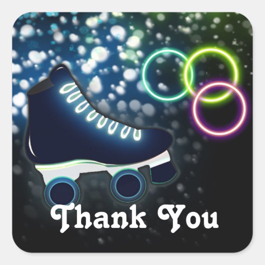 Jongens Glow Roller Skate Verjaardagsfeest Sticker (Voorkant)