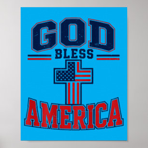 Jongens God Bless Aamerica Vlag Patriottisch Poster