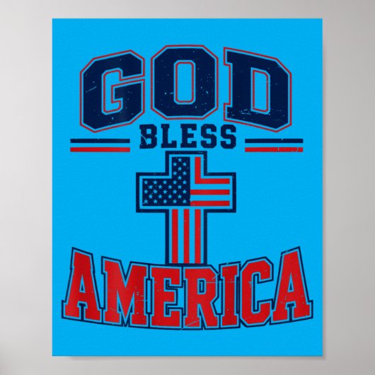 Jongens God Bless Aamerica Vlag Patriottisch Poster (Voorkant)