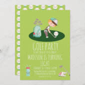 Jongens Golf Cute Verjaardagsfeestje Groen Kaart (Voorkant / Achterkant)