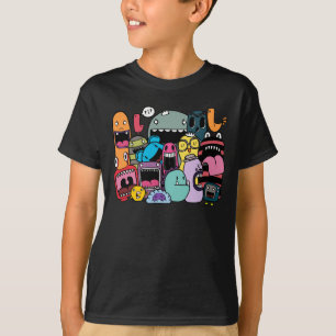 Jongens Graffiti Monster Mash Illustratie T-shirt
