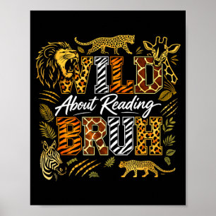 Jongens grappig wild dier over lezen bruh boek poster
