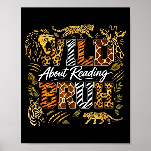 Jongens grappig wild dier over lezen bruh boek poster (Voorkant)