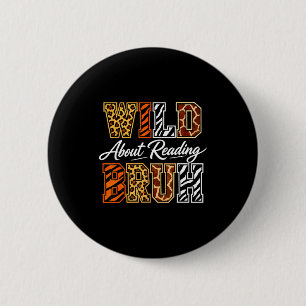 Jongens grappig wild dier over lezen bruh boek ronde button 5,7 cm