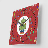 Jongen's Green Robot Wall Clock Vierkante Klok (Hoek)