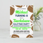 Jongens Groen Blauw Football Team Verjaardagsfeest Kaart (Staand voorkant)