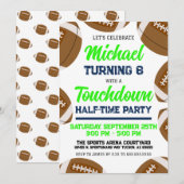 Jongens Groen Blauw Football Team Verjaardagsfeest Kaart (Voorkant / Achterkant)