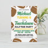 Jongens Groen Geel Football Team Verjaardagsfeest Kaart (Staand voorkant)