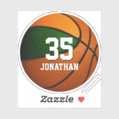 jongens groen oranje team kleuren basketbal sticker (Vel)