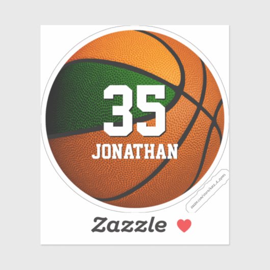 jongens groen oranje team kleuren basketbal sticker (Vel)