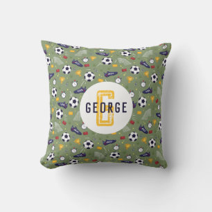 Jongens groen voetbal sport kids kussen