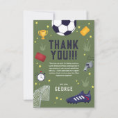 Jongens Groen Voetbal Sport Kinderen Verjaardag Bedankkaart (Voorkant)