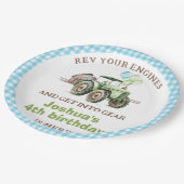 Jongens Groene Blauwe Ballonnen Tractor Verjaardag Papieren Bordje (Gekanteld)