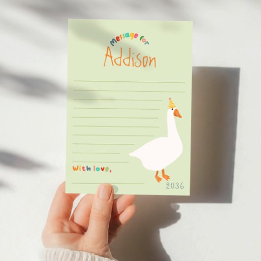 Jongens Groene Gans Eerste Verjaardag Tijd Capsule Kaart