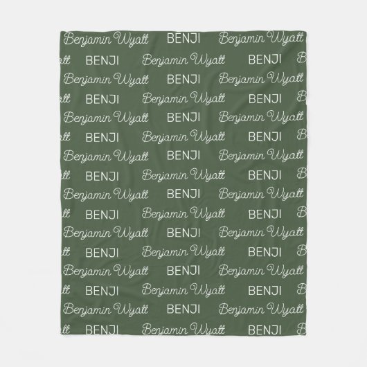 Jongens Groene Persoonlijke Script Naam Fleece Deken (Voorkant)