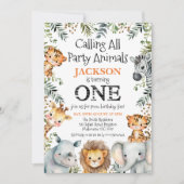 Jongens Groene Safari 1e Verjaardag Kaart (Voorkant)