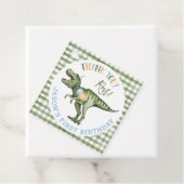 Jongens Groene Stomp Chomp Roar Dinosaurus 1e verj Bedankjes Labels (In situ)