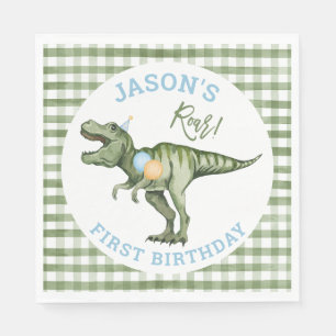 Jongens Groene Stomp Chomp Roar Dinosaurus 1e verj Servet