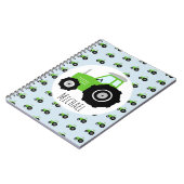 Jongen's Groene Tractor Pattern en Name Kinder Sch Notitieboek (Linkerzijde)