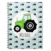 Jongen's Groene Tractor Pattern en Name Kinder Sch Notitieboek (Voorkant)