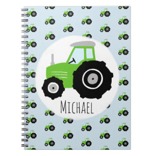 Jongen's Groene Tractor Pattern en Name Kinder Sch Notitieboek