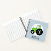 Jongen's Groene Tractor Pattern en Name Kinder Sch Notitieboek (Binnen)