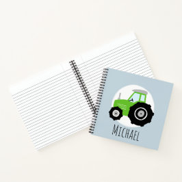 Jongen's Groene Tractor Pattern en Name Kinder Sch Notitieboek