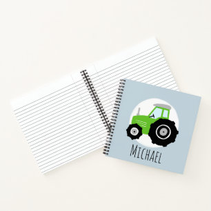 Jongen's Groene Tractor Pattern en Name Kinder Sch Notitieboek