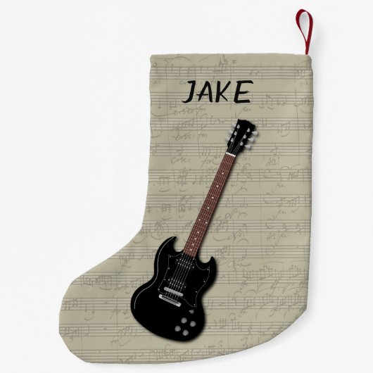 Jongens Guitar Specialized Kerstmis Stocking Kleine Kerstsok (Achterkant)