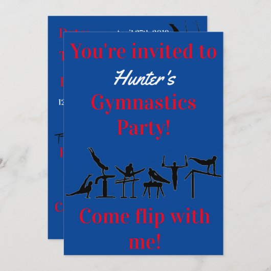 Jongens Gymnastics Birthday Party (Voorkant / Achterkant)