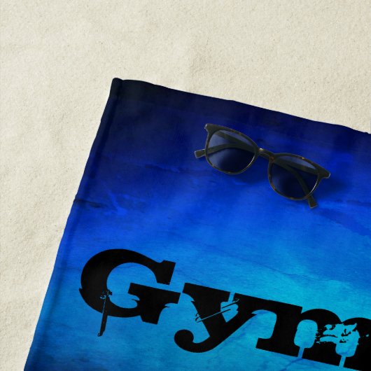 Jongens Gymnastiek Custom Naam Blauw Groene Strand Strandlaken (In situ)