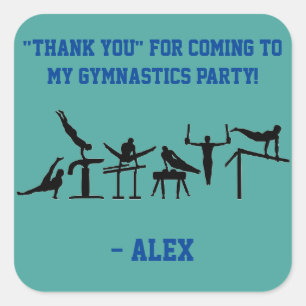 JONGENS Gymnastiek "Dank je" Party Stickers