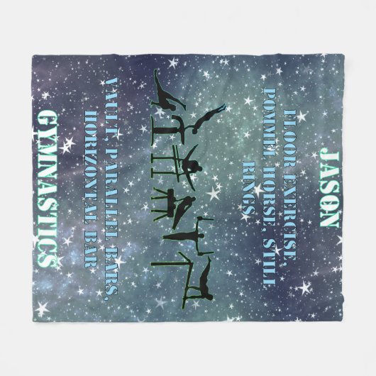 Jongens Gymnastiek Gepersonaliseerde Galaxy Fleece Deken (Voorkant (Horizontaal))