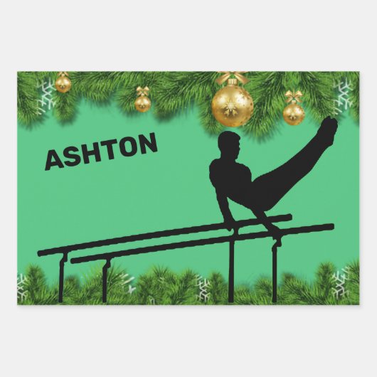 Jongens Gymnastiek Kerst Wrapping Papieren Bladset Inpakpapier Vel (Voorkant 2)