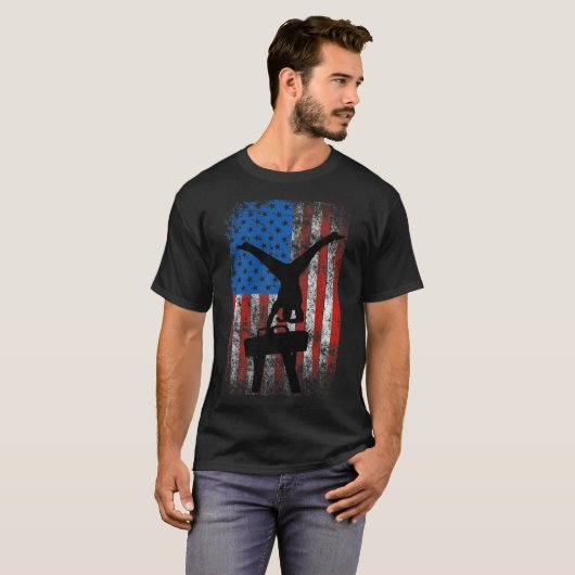 Jongens Gymnastiek T-shirt Patriottisch US Vlag Po (Voorkant volledig)