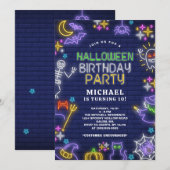 Jongens Halloween 10e verjaardagsfeest Kaart (Voorkant / Achterkant)