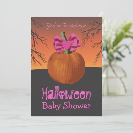 Jongens Halloween Baby Shower Invitations Kaart (Staand voorkant)