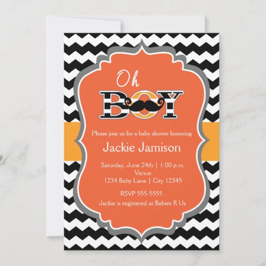 Jongens Halloween Chevron baby shower uitnodiging (Voorkant)