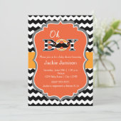 Jongens Halloween Chevron baby shower uitnodiging (Staand voorkant)