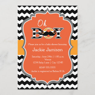 Jongens Halloween Chevron baby shower uitnodiging
