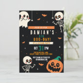 Jongens Halloween Kinder Partij Pompoen Verjaardag Kaart (Staand voorkant)