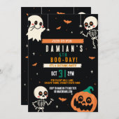 Jongens Halloween Kinder Partij Pompoen Verjaardag Kaart (Voorkant / Achterkant)