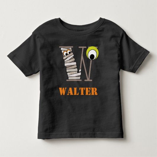 Jongens HALLOWEEN Mummy Shirt w Initiaal W (Voorkant)