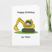 Jongen's Happy Birthday kaart met graafmachine ont (Voorkant)