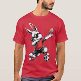 Jongens Happy Easter Bunny Met Voetbal Pasen Sport T-shirt